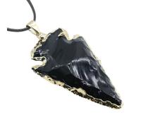 6pcs Mix Gem Rough Metal edgie Rrrow Pendant -50-60mm Black Obsidian