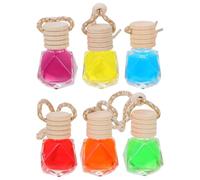 6pcs Ml Hanging Car Perfume Bottle Glass Ornament for Decoration | Air Freshening Pendant, Gift Choice, 7ml Capacity, Glass Build, Six Colours Included