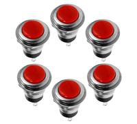 6pcs Momentary Push Button Switch, 2 Pin Self Reset, Red