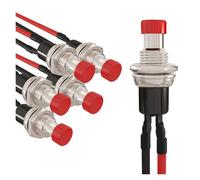 6Pcs Momentary Push Button Switch 7mm SPST 1A 250V AC 2 Pin NO Momentary Switch with 200mm Pre-soldered (Black/Red) IDGTTLDF(Red)