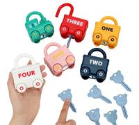 6PCS Montessori Locks and Key Toys for Toddlers, Car Shape Padlock Numbers Matching & Counting Toys Early Learning & Cognitive Development, Preschool Educational Gift for 2 3 4 Year Old Boys Girls