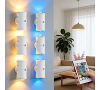 6Pcs Motion Sensor Light Indoor-RGB 16-Colour Changing Magnetic Wall Lights, USB Rechargeable with Remote Control Night Lights, Smart led wall lights for Bedroom, Hallway, Staircase, living room