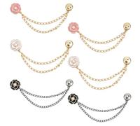6pcs Multi-Function Clothing Clip, Metal Magnetic Clothing Clips with Chain, Magnetic Button Clips for Women Clothes, Scarves, Hijab, Trousers, Cardigans, Cuffs a