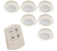6Pcs Multi-Function Wireless Remote Controlled LED Battery Operated Stick On Push Light for Under Cabinets, Counters, Cupboards & Ceilings (6 Piece)