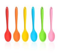 6PCS Multicolored Silicone Mixing Spoons,8inch Long Handle SiliconeSpoons for Cooking,Nonstick Serving Spoon Silicone Mixing Spoons for Cooking Baking Stirring Mixin