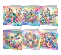 6Pcs Musical Instrument And Flower DIY Card Diamond Daily Wish Card