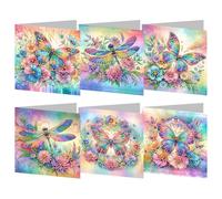 6Pcs Musical Instrument And Flower Rhinestone Painting Card Kit Daily Wish Card Greeting Card Gifts for Family Friends and Lover