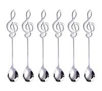 6pcs Musical Note Design Spoons Coffee Spoons Stainless Steel Teaspoons for Coffee Tea Dessert Drink Mixing Spoon Tableware Set