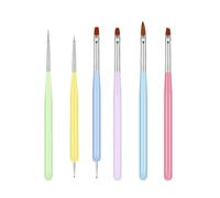 6Pcs Nail Art Brushes, 5 Sizes Nail Art Painting Tools, Fine Liner, Nails Extension Gel Brush, Nails Polish Brush,Dotting Pen & Buil-der Gel Bru-sh Set, Multicolor N-ail Design for Manicure&DIY Salon
