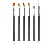 6Pcs Nail Art Brushes, Double End Brushes For Gel Dotting Drawing Painting Art Tools for Gel Polish Designs Carving French,gel nail brush,nail art brushes for gel nails