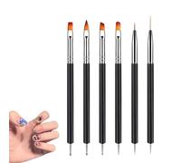 6Pcs Nail Art Brushes Kit, Double Ended Dotting Tools Set, Nail Design Brushes, for Fine Line Drawing & Pattern Design, for DIY Nails Art Designs
