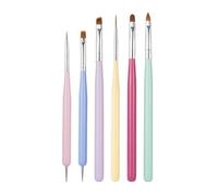 6Pcs Nail Art Brushes, Nail Art Painting Tools with N-ail Design Painting Brushes, Liner Brush, Flat Tip Pen Set, Builder-Gel Brush, Na-il Dotting Pen for Gel Polish Manicure Salon DIY