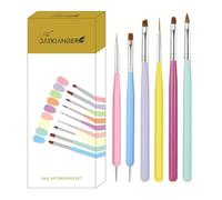 6PCS Nail Art Brushes Set, Professional Nail Design Tools, French Tip Brush, Liner Brushes for Nails, Builder Gel Brush & Nail Dotting Tool for DIY Nail Art
