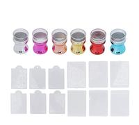 6pcs Nail Art Stamper, Transparent Silicone Manicure Stamper Set with 12 Pattern Plates, Clear Jelly Nail Stamping Tool for DIY Nail Decoration in 6 Colors