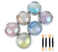 6pcs Nail Chrome Powders Set,Pearl Chrome Nail Powder Nail Glitter Dust for Gel Polish Exquisite Mirror Finish Surface Crome Powder for Nails and Brushes Suitable for Nail Salons and Home Diy