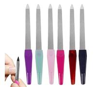 6Pcs Nail File, 6 Color Stainless Steel Fingernail Files with Plastic Handle, 6 Inch Nail Files for Natural Nails, Double Sided for Manicure, Pedicure, for Natural Nails