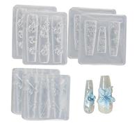 6Pcs Nail Molds, 3D Flower Butterfly Silicone Nail Molds, Soft Non Stick Washable Reusable Art Moulds for DIY Decorations.