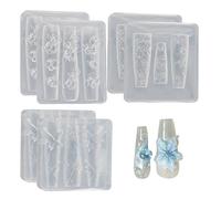 6Pcs Nail Molds, 3D Flower Butterfly Silicone Nail Molds, Soft Non Stick Washable Reusable Art Moulds for DIY Decorations Silicone
