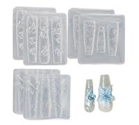 6Pcs Nail Molds, 3D Flower Butterfly Silicone Nail Molds, Soft Non Stick Washable Reusable Art Moulds for DIY Decorations