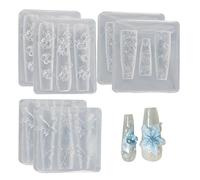 6Pcs Nail Molds, 3D Flower Butterfly Silicone Nail Molds, Soft Non Stick Washable Reusable Art Moulds for DIY Decorations Art 3D Silicone for Gel