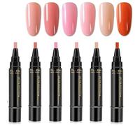 6pcs Nail Polish Pens, 3 in 1 Nail Varnish Pens, Nail Varnish Pens for Real Nails, One Step Diy Non UV Gel Nails Polish Crafts Pen, Beauty Gifts for Girls & Ladies (B)