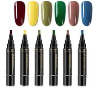 6pcs Nail Polish Pens, 3 in 1 Nail Varnish Pens, Nail Varnish Pens for Real Nails, One Step Diy Non UV Gel Nails Polish Crafts Pen, Beauty Gifts for Girls & Ladies (E)