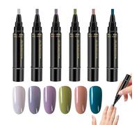 6Pcs Nail Polish Pens, 3-IN 1 Nails Art Gel Polish Pen Set, One-Steps DIY Nail Varnish Pen With Quick-Dry Formula, UV Lamp Required, DIY Nails Polishs Pens For Women Teen Girls Manicure