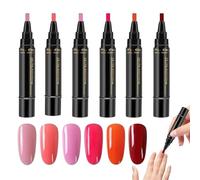 6Pcs Nail Polish Pens, 3-IN 1 Nails Art Gel Polish Pen Set, One-Steps DIY Nail Varnish Pen With Quick-Dry Formula, UV Lamp Required, DIY Nails Polishs Pens For Women Teen Girls Manicure