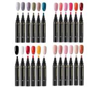 6PCS Nail Polish Pens UK, 2026 New Nail Art Pens, Nail Varnish pens 3 In 1 Gel Nails Polish Pen Set, One Step DIY Nails Varnish Pen, No Base Coating Required (Full Set)
