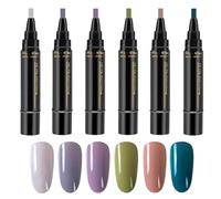 6pcs Nail Polish Pens UK, Gel Nail Polish Set, 3 In1 N-ail Art Pens Kit, Quick Dry One-Step Gel Pen, No UV Crafts Pens, Painting Pen For Home Salon