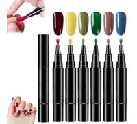 6PCS Nail Polish Pens UK, Nail Varnish Pens 3 In1 Gel Nail Polish Pen Set, One Step DIY Nails Varnish Pen, UV Gel Nails Polishs Crafts Pens,DIY Nails Varnish Pen (E)