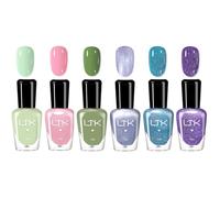 6Pcs Nail Polish Set - Pastel & Glitter Nail Varnish Collection, Green, Pink, Blue, Purple Glitter Colorful Nail Polish Gel, Quick-Drying Long-Lasting Nail Colour for Women & Girls