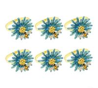 6pcs Napkin Rings Featuring Daisy and Sunflower Designs Elegant Addition to Spring and Summer Table Decor (Blue)