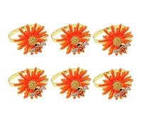 6pcs Napkin Rings Featuring Daisy and Sunflower Designs Elegant Addition to Spring and Summer Table Decor (Orange)