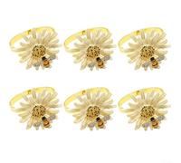6pcs Napkin Rings Featuring Daisy and Sunflower Designs Elegant Addition to Spring and Summer Table Decor (White)