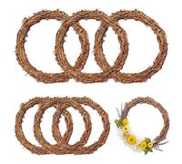 6PCS Natural Grapevine Wreaths, Wreath Ring, 20cm/15cm Door Wreath, Front Door Wall Hanging for DIY Xmas Halloween Easter