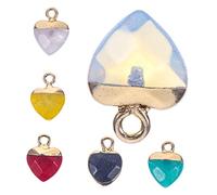 6pcs Natural Stone Heart Shape Charms DIY Jewelry Making Pendants for Necklaces Bracelets Keychains Durable and Lightweight Accessories with Premium Craftsmanship