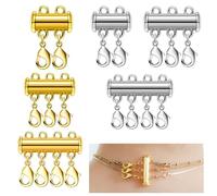 6PCS Necklace Layering Clasp, Magnetic Necklace Separator for Layered Necklaces, Double & Triple Multi-Layer Neck lace Connecting Clasps, Magnetic Bracelets Clasps for Jewellery Women - Gold & Silver