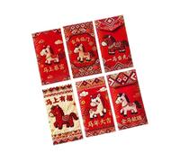 6Pcs New Year Red Envelope 2026 Chinese Spring Festival Hongbao Traditional Lucky Money Packets Horse Year Money Pouch Decor