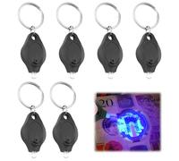 6Pcs Note Checker Blacklight, Mini LED Keychain Flashlight, Portable LED Money Detector Light Torches UV Detector Watermark Torch Ultra Bright Flashlight Keyrings for Paper Notes Keyring Keychain