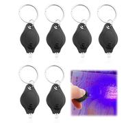 6PCS Note Checker Blacklight Mini LED Keychain Torches Flashlight UV Detector Watermark Torch Money Checker Pocket Small Flashlights Portable Flashlight for Paper Notes Keyring Keychain(Black)