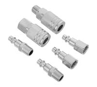 6pcs Npt Air Compressor Quick Connect Fittings Kit, Set 1/4 Inch | Nickel-plated Iron, Male Female Couplers and Plugs, Corrosion Resistant, for Pneumatic Tools, Impact Wrenches, Garage Use