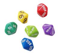 6pcs Number Dice Set Multi-sided Game Dice for Tabletop Rpg Party Gaming Ones Hundreds Thousands Ten Thousands Random Colors Random Color