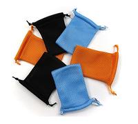 6pcs Nylon Mesh Drawstring Bag Pouches for Mini Stuff Cellphone Mp3 8x13cm (3x5 Inch) (Black+Orange+Blue)