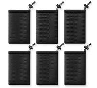 6PCS Nylon Mesh Drawstring Bags 10×15cm, Black Small Drawstring Bag for Travel Storage, Reusable Nylon Mesh Bags Pouch for Cosmetics, Keys, Earphones, Mini Items and Organising