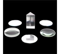 6Pcs Optical Lens & Mirror Kit Convex Concave Prism Plane Curved Geometric Optics Experiment Set Physics Classroom Teaching Lab Equipment Light Refraction Demonstration Accessory