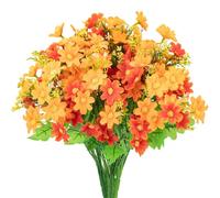 6PCS Orange Artificial Fake Faux Daisy Silk Flowers Wildflowers Bundles, UV Resistant-Daisy Silk Decorative Artificial Flowers Garden Decorating Greenery Shrubs Plants