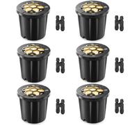 6Pcs Outdoor Buried Lights with Wire Connectors, 12W Honeycomb LED Ground Light Mains Powered, 12-24V Outdoor Ground Lights IP67 Waterproof Low Voltage Well Lighting for Garden Christmas Decorations