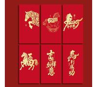 6pcs Pack 2026 Year of The Horse Chinese New Year Lucky Money Envelopes, Cartoon Red Packet for Spring Festival