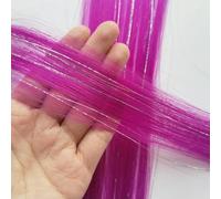 6PCS/PACK Clip in Colored Hair Extensions Mixed Silver Tinsels Synthetic Rainbow Hairpiece Holiday Party Highlights